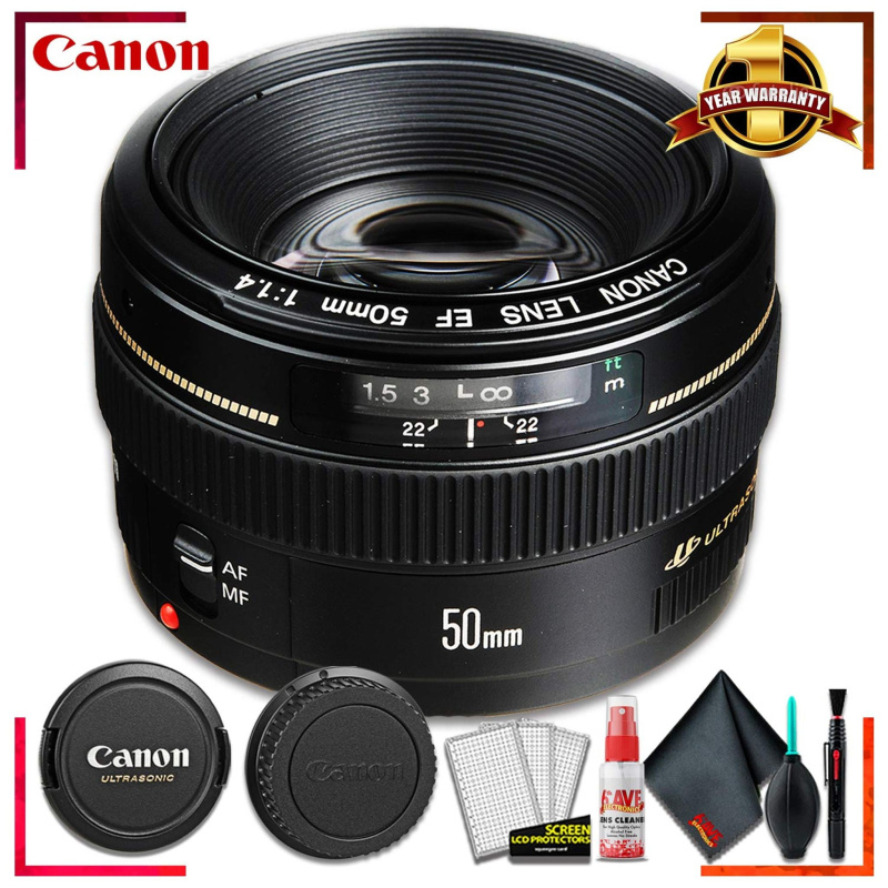 Canon EF 50mm f/1.4 USM Camera Lens + Cleaning Kit (International Model)