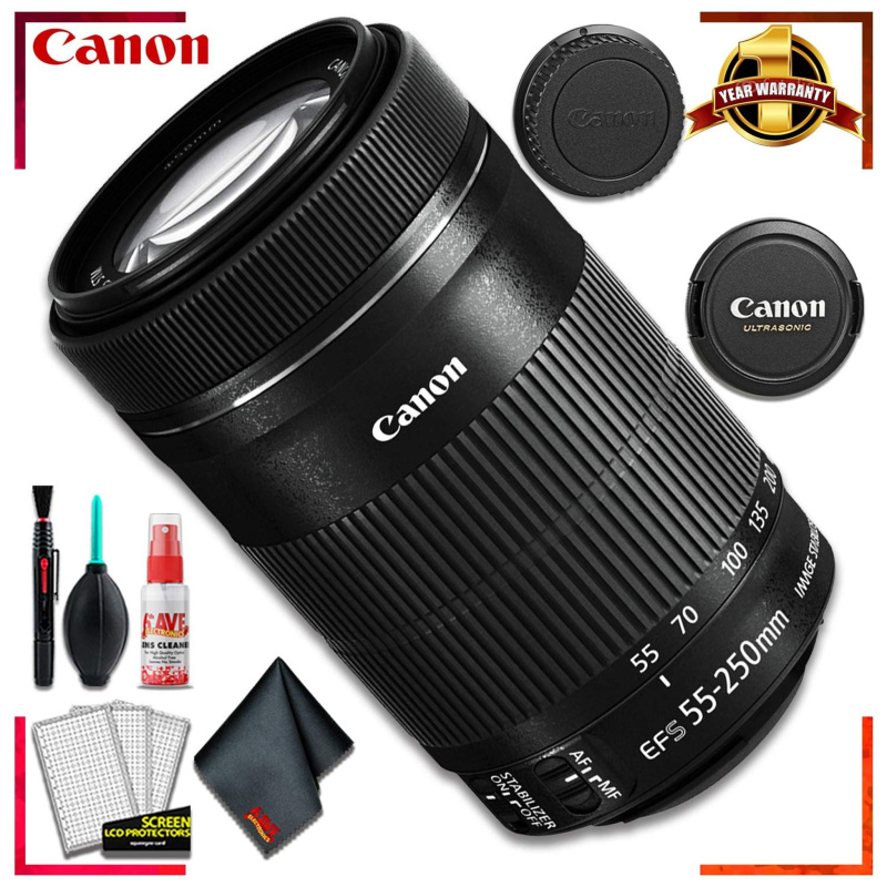 Canon EF-S 55-250mm f/4-5.6 is STM Lens + Cleaning Kit (International Model)