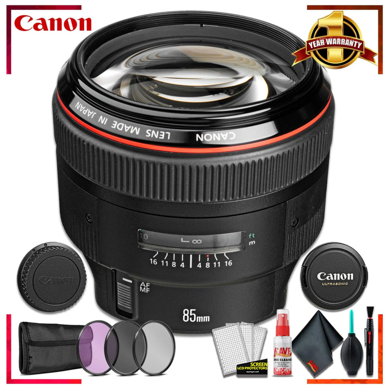 Canon EF 85MM F/1.2 L USM II Camera Lens (Intl Model) + 3 Pcs Filter Kit + Cleaning Kit (International Model)
