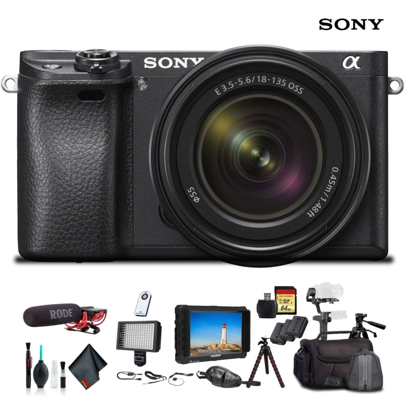 Sony Alpha a6300 Mirrorless Camera with 18-135mm Lens With Soft Bag, Zhiyun-Tech WEEBILL Stabilizer, 2x Extra Batteries, Rode Mic, LED Light, 2x 64GB