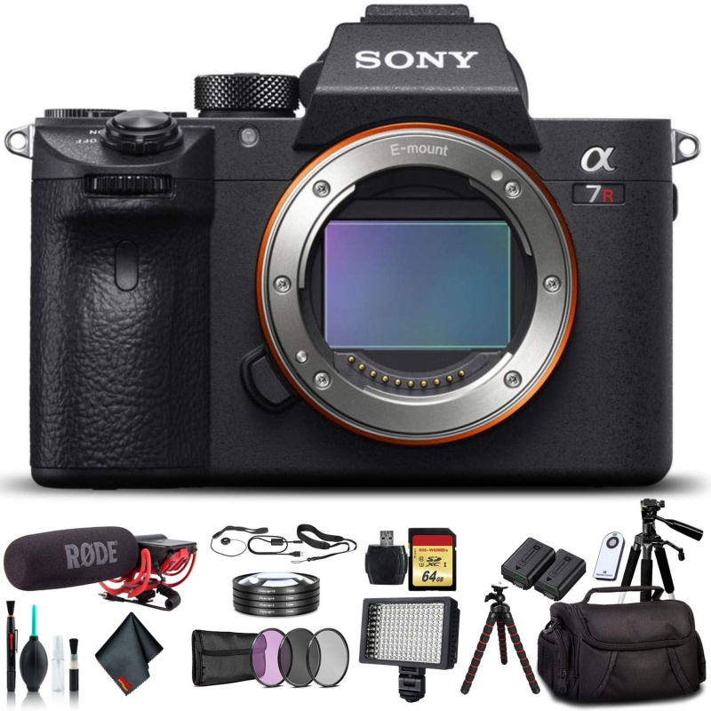 Sony Alpha a7R III Mirrorless Camera ILCE7RM3/B With Soft Bag, Tripod, Additional Battery, Rode Mic, LED Light, 64GB Memory Card, Sling Soft Bag, Card