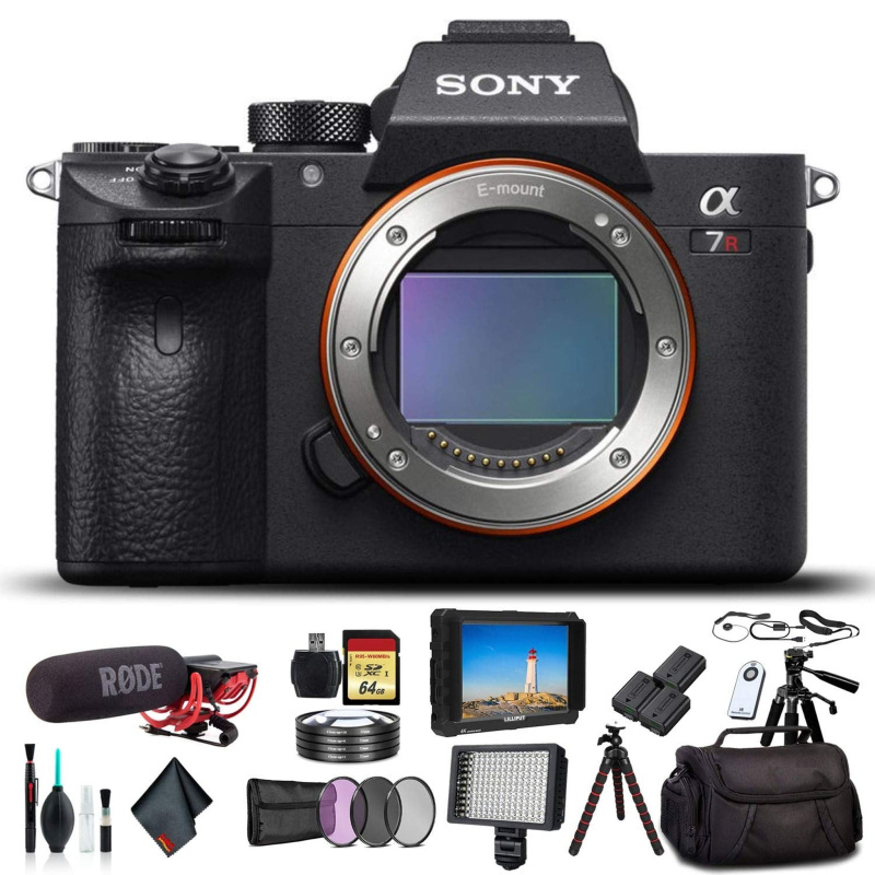 Sony Alpha a7R III Mirrorless Camera ILCE7RM3/B With Bag, 2x Extra Batteries, Rode Mic, LED Light, HD Monitor, 2x 64GB Memory Card, Sling Soft Bag, Ca
