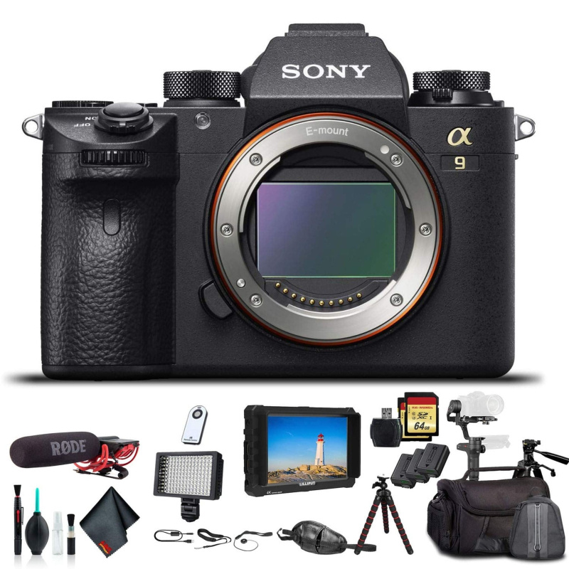 Sony Alpha a9 Mirrorless Camera ILCE9/B With Soft Bag, Zhiyun-Tech WEEBILL Stabilizer, Tripod, 2x Extra Batteries, Rode Mic, LED Light, 2x 64GB Memory