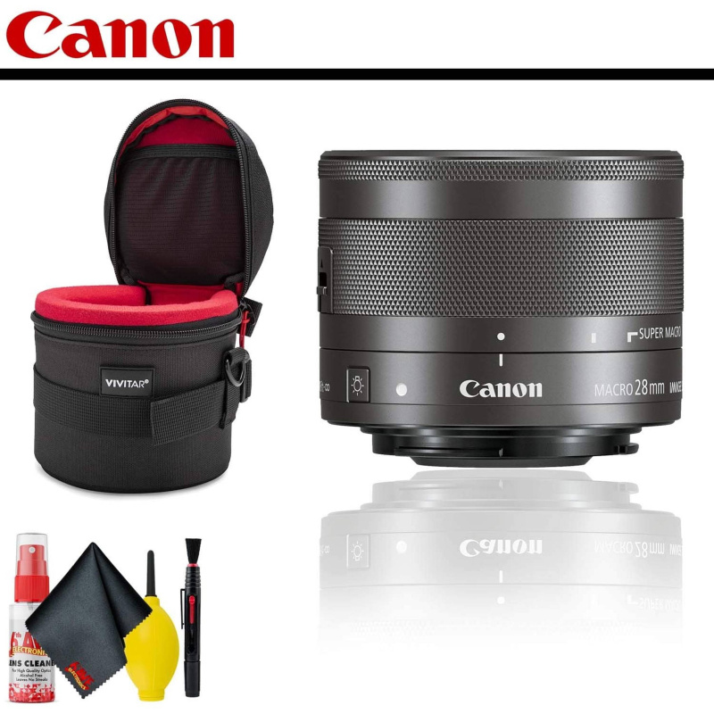 Canon EF-M 28mm f/3.5 Macro IS STM Lens With Lens Case AND Cleaning Kit (International Model)