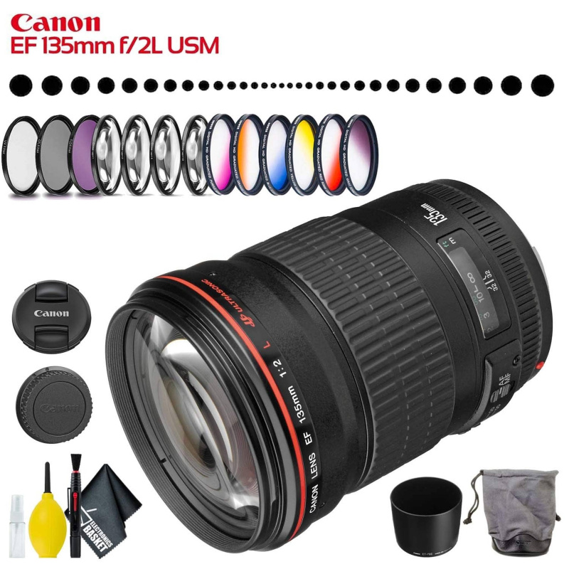 Canon EF 135mm f/2L USM Lens (Intl Model) with Filter Kit and Cleaning Kit (International Model)