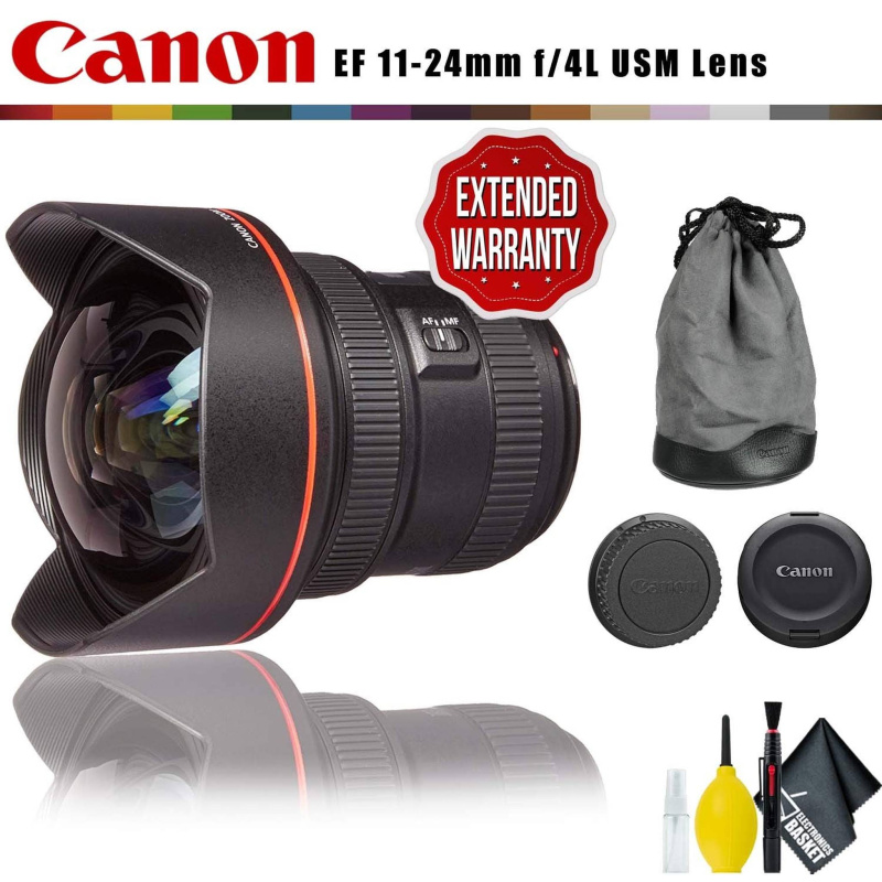 Canon EF 11-24mm f/4L USM Lens (Intl Model) with Cleaning Kit and Extended Warranty (International Model)