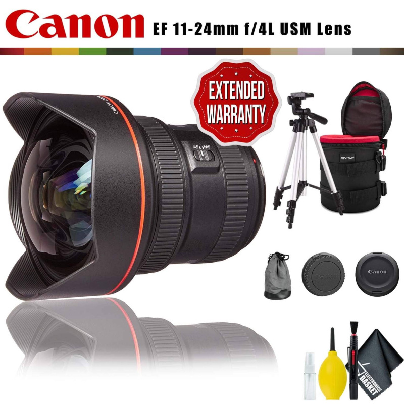 Canon EF 11-24mm f/4L USM Lens (Intl Model) with Lens Case, Tripod, Cleaning Kit and Extended Warranty (International Model)