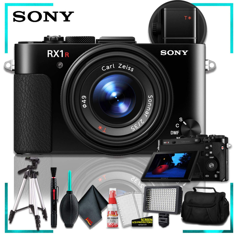Sony Cyber-shot DSC-RX1R Digital Camera (Intl Model) + 72 Inch Heavy Duty Tripod + Professional LED Video Light + Camera Case + Cleaning Kit