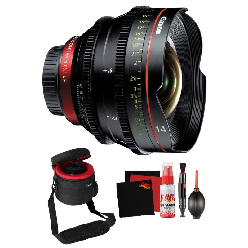 Canon CN-E 14mm T3.1 L F Cinema Prime Lens (EF Mount) Professional Filmmaker Bundle (International Model)