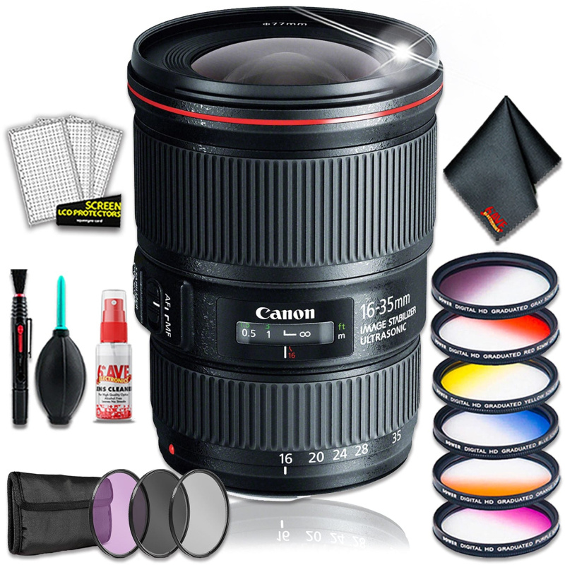 Canon EF 16-35 4.0 f/4 L IS USM (Intl Model) With Premium Lens Filters (International Model)