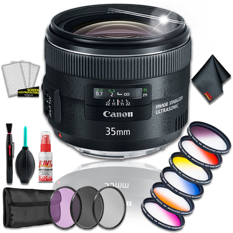 Canon EF 35mm f/2 IS USM Lens (Intl Model) w/ Premium Lens Filter Kit and Cleaning Kit (International Model)