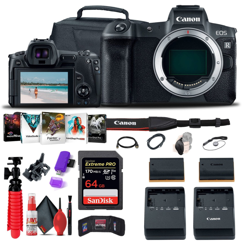 Canon EOS R Mirrorless Digital Camera (3075C002) + 64GB Memory Card Starter Bundle (International Model)