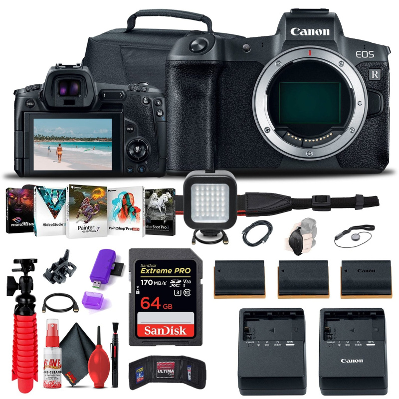 Canon EOS R Mirrorless Digital Camera (3075C002) + 64GB Memory Card Pro Bundle (International Model)