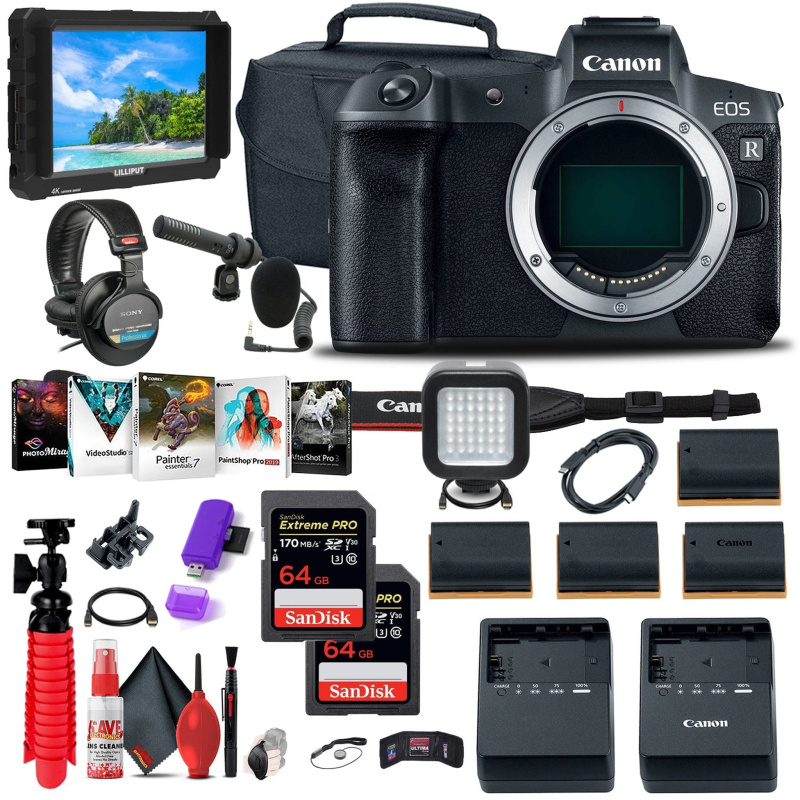 Canon EOS R Mirrorless Digital Camera (3075C002) + 4K Monitor Storage Bundle (International Model)