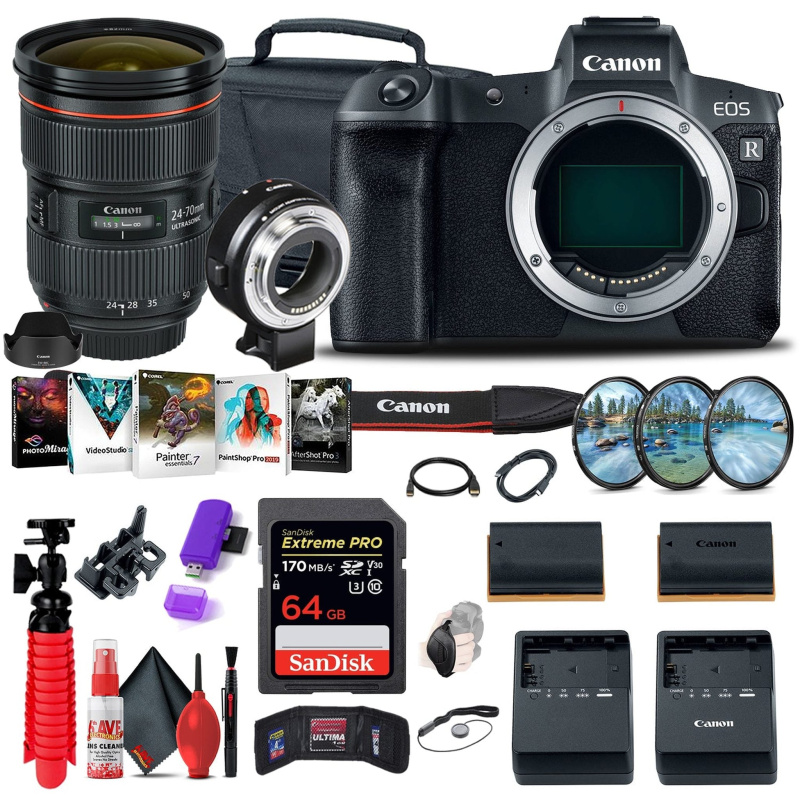 Canon EOS R Mirrorless Digital Camera (3075C002) + Canon EF 24-70mm Outdoor Bundle (International Model)