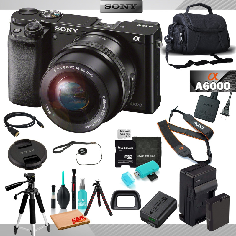 Sony Alpha a6000 Mirrorless Camera, 24.3MP APS HD CMOS Sensor, BIONZ X Image Processor with 8 Piece Accessories