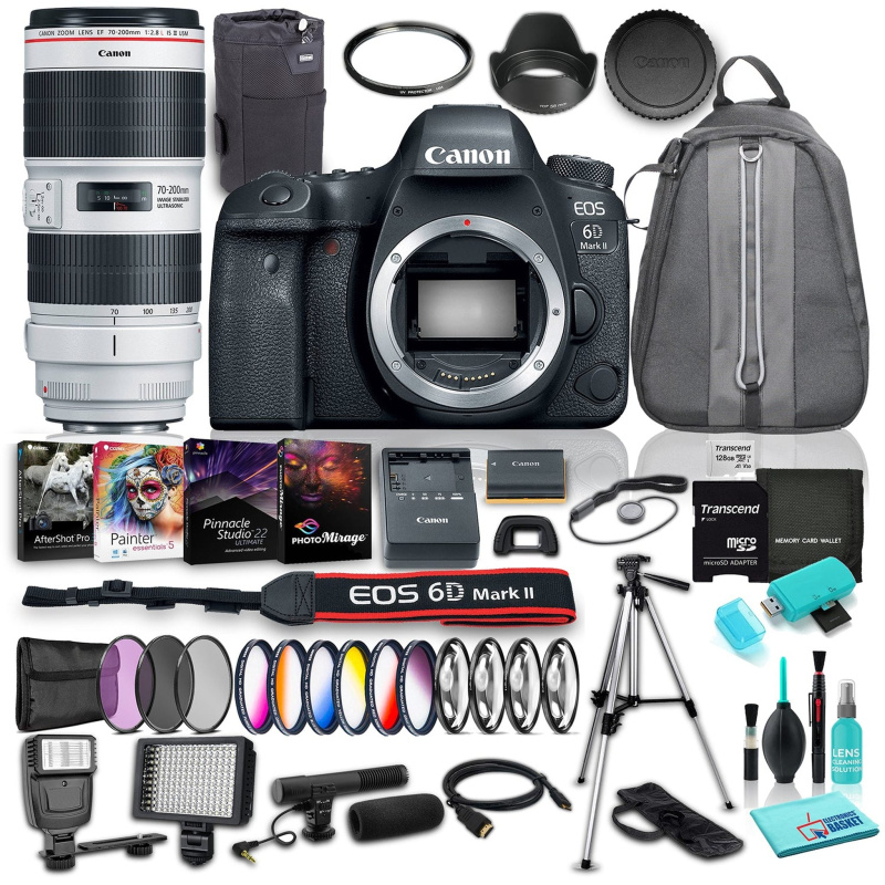 Canon EOS 6D Mark II DSLR Camera (Body Only), 26.2MP Full-Frame CMOS Sensor w/ 19 Piece Accessories (International Model)