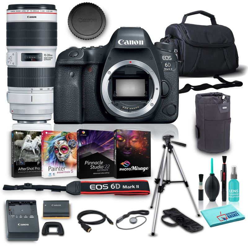 Canon EOS 6D Mark II DSLR Camera (Body Only) w/ Canon EF 70-200mm f/2.8L IS III USM Lens Bundle w/ 8 Piece Accessories (International Model)