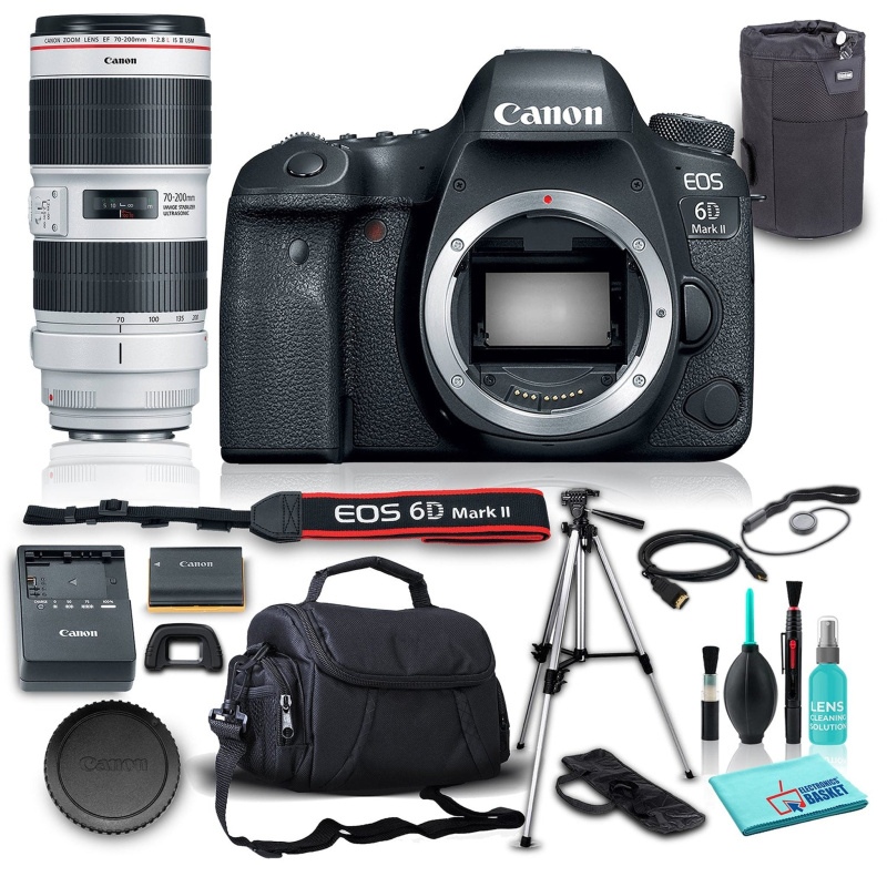 Canon EOS 6D Mark II DSLR Camera (Body Only), 26.2MP Full-Frame CMOS Sensor w/ 6 Piece Accessories (International Model)