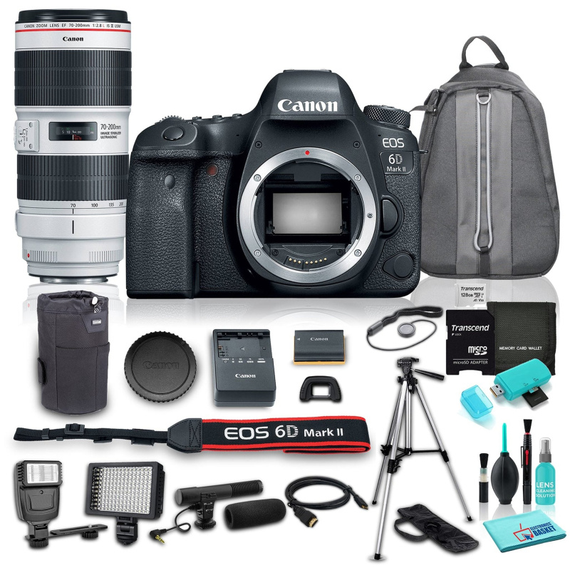 Canon EOS 6D Mark II DSLR Camera (Body Only) w/ Canon EF 70-200mm f/2.8L IS III USM Lens Bundle w/ 12 Piece Accessories (International Model)