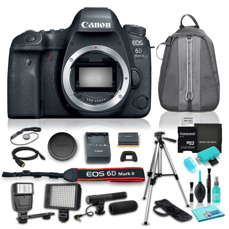 Canon EOS 6D Mark II DSLR Camera (Body Only), 45-Point All-Cross Type AF System, DIGIC 7 Image Processor w/ 11 Piece Accessories (International Model)