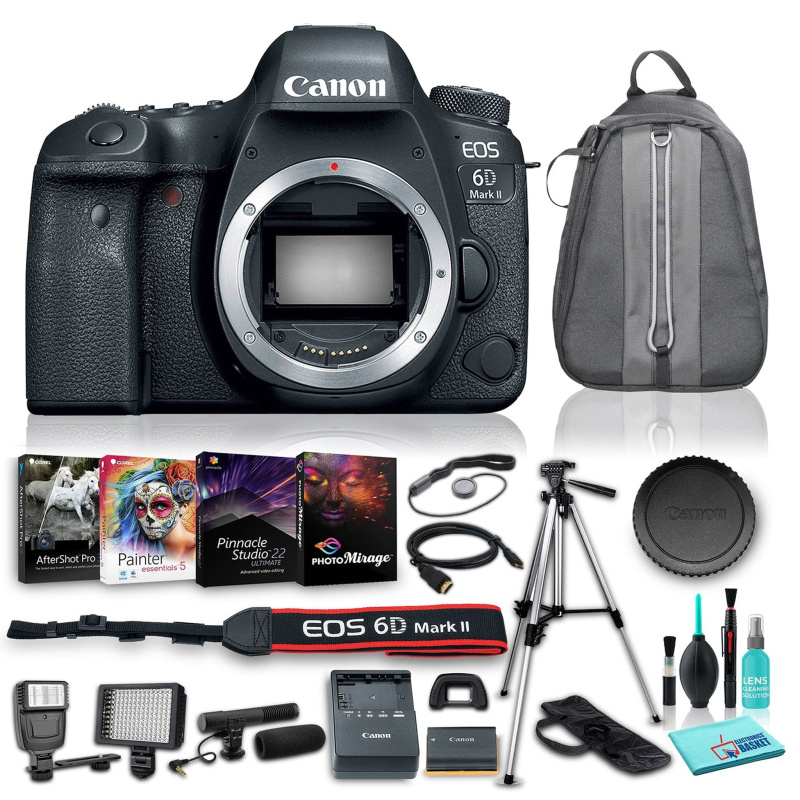 Canon EOS 6D Mark II DSLR Camera (Body Only), 45-Point All-Cross Type AF System, DIGIC 7 Image Processor w/ 10 Piece Accessories (International Model)