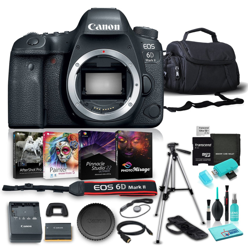Canon EOS 6D Mark II DSLR Camera (Body Only), 26.2MP Full-Frame CMOS Sensor, DIGIC 7 Image Processor w/ 10 Piece Accessories (International Model)