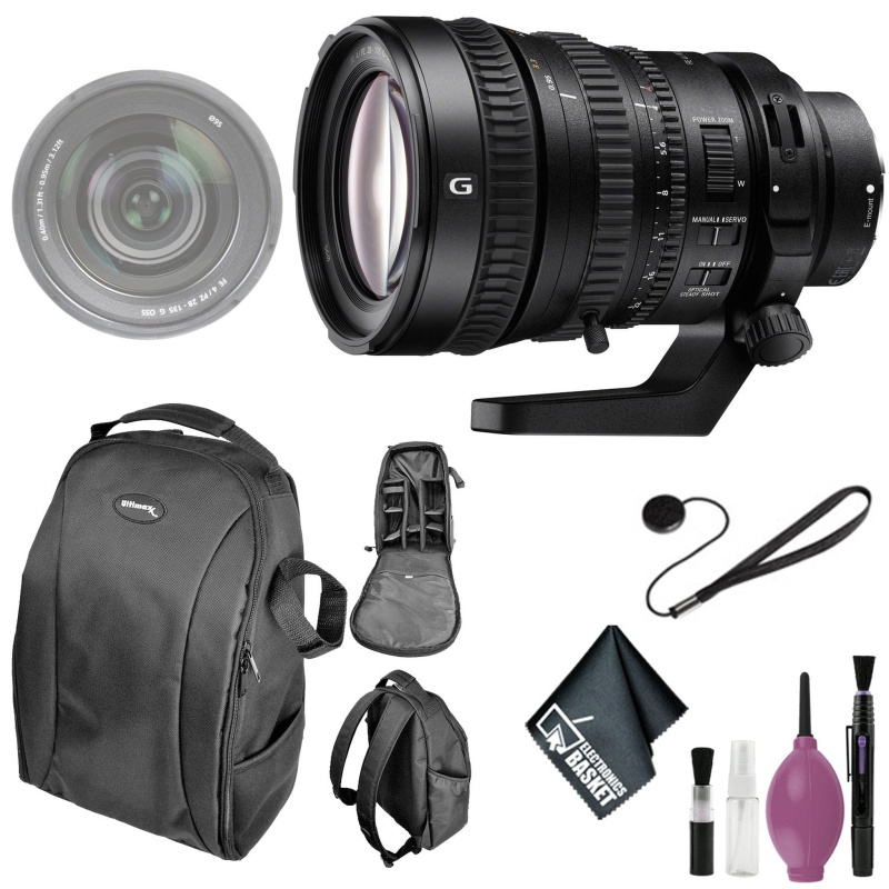 Sony FE PZ 28-135mm f/4 G OSS Lens - Cleaning Kit - Soft Padded Carrying Case - Lens Cap Keeper
