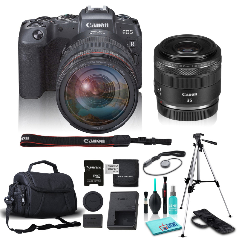 Canon EOS RP Mirrorless Digital Camera, UHD 4k, 26MP + 24-105mm Lens and RF 35mm f/1.8 IS Macro STM Lens Bundle (International Model)