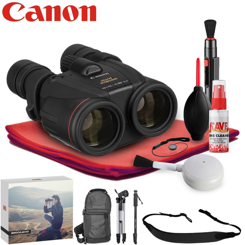 Canon 10x42 L IS WP Image Stabilized Binocular  - Exclusive Outdoors Binoculars Kit (International Model)