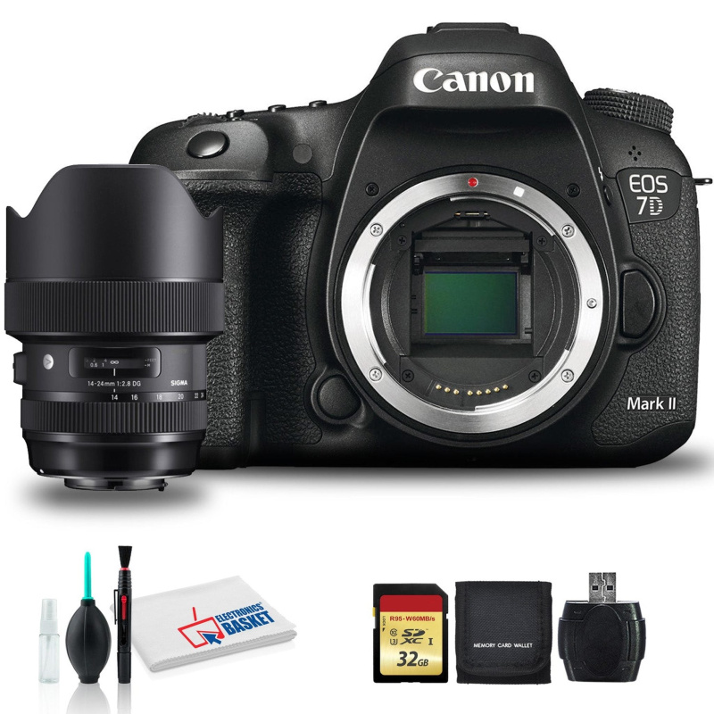 Canon EOS 7D Mark II DSLR Camera with Sigma?¨14-24mm f/2.8 DG HSM Art Lens, 32GB Memory Kit, and More (Intl Model) (International Model)