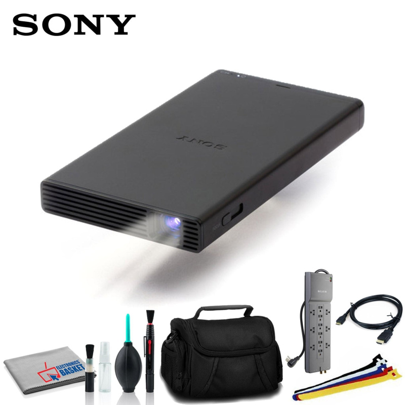 Sony 105-Lumen WVGA DLP Pico Projector with Cleaning Kit, Carry Case, Cable Straps, Surge Protector, and HDMI Cable