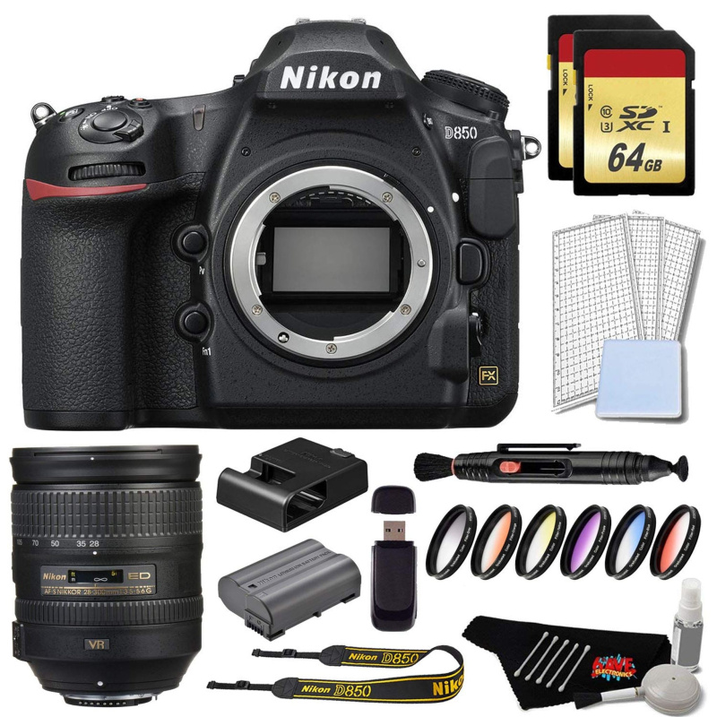 Nikon D850 DSLR Camera Gold Bundle + Nikon AF-S NIKKOR 28-300mm f/3.5-5.6G ED VR Lens