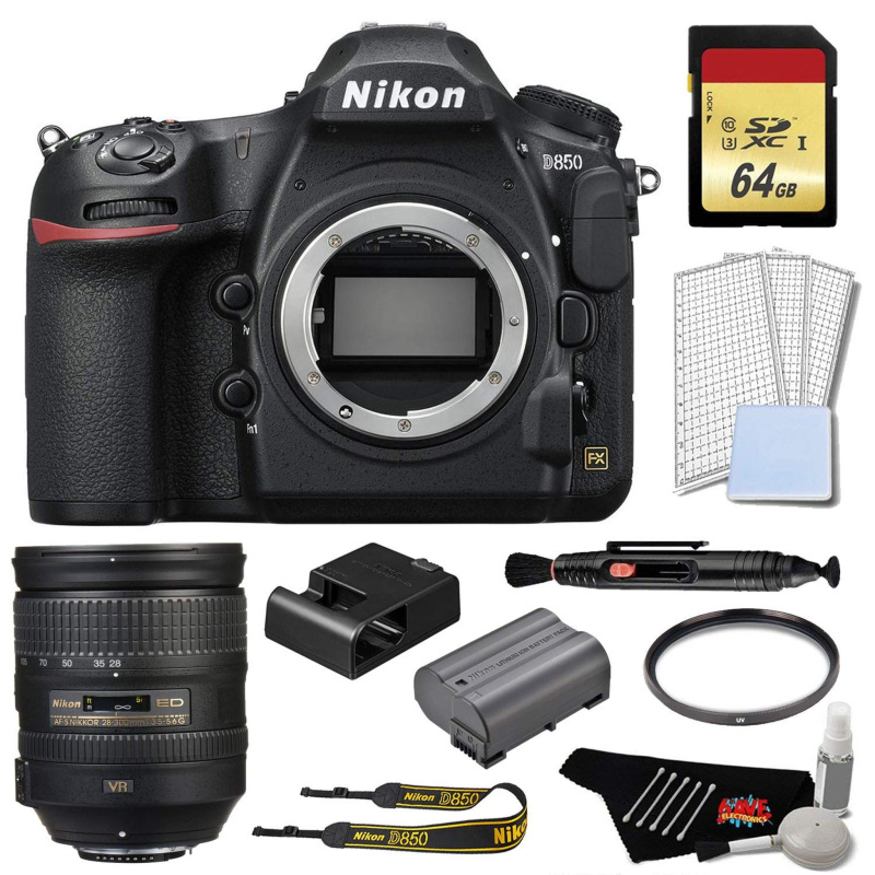 Nikon D850 DSLR Camera Bronze Bundle + Nikon AF-S NIKKOR 28-300mm f/3.5-5.6G ED VR Lens