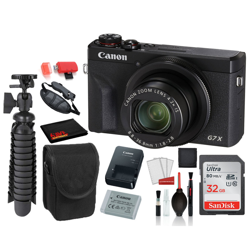 Canon PowerShot G7 X Mark III Digital Camera  with SanDisk 32gb SD card + Camera Case + 12 Tripod + MORE (International Model)