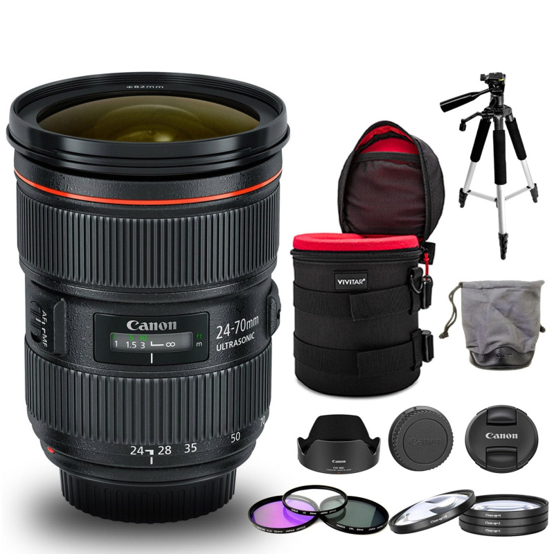 Canon EF 5175B002 24-70mm f/2.8 L II USM Lens - Black Bundle (International Model)