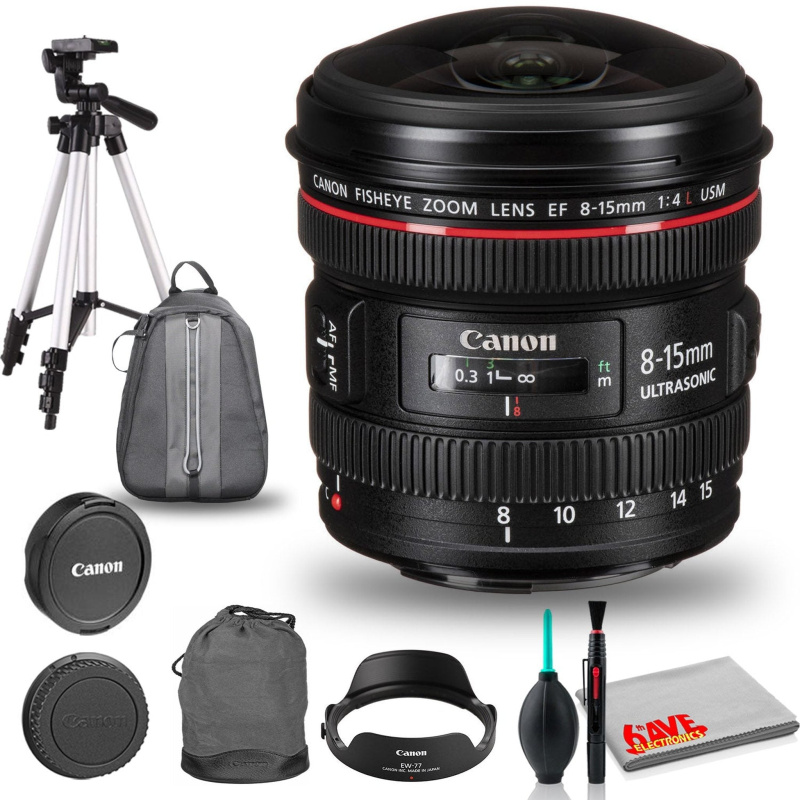Canon EF 8-15mm f/4L Fisheye USM Ultra-Wide Zoom Lens Bundle (International Model)