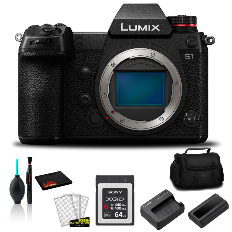 Panasonic Lumix DC-S1 Full- Frame Mirrorless Digital Camera (Body)-Bundle with 64GB Memory Card + MORE