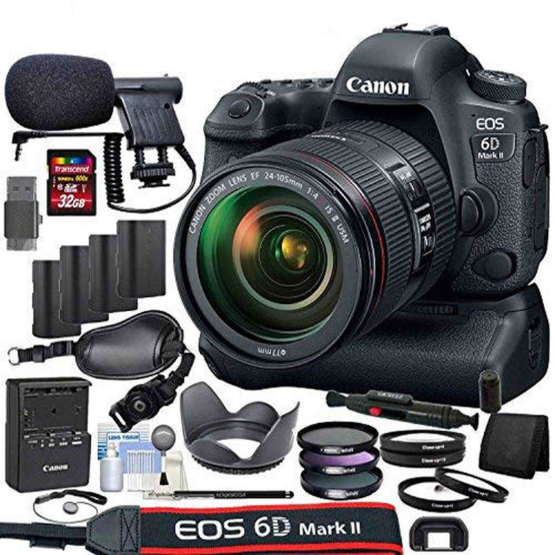 Canon EOS 6D Mark II DSLR Camera Kit with 24-105mm is II USM Lens + Canon BG-E21 Grip/Power Bundle (International Model)