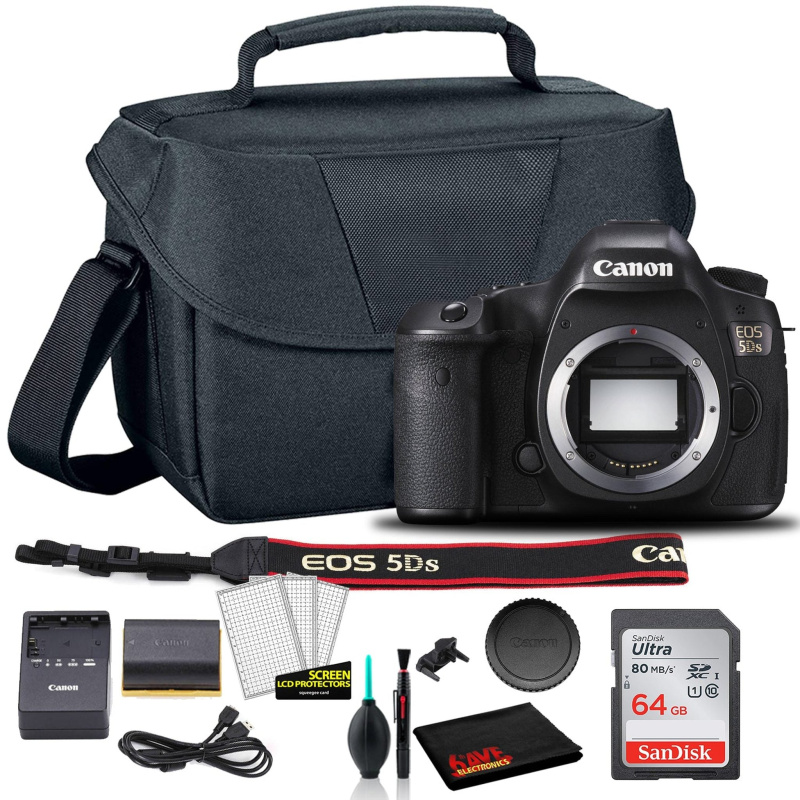 Canon EOS 5DS DSLR Camera (Body Only) (0581C002) +  EOS Bag +  Sandisk Ultra 64GB Card + Cleaning Set And More (International Model)