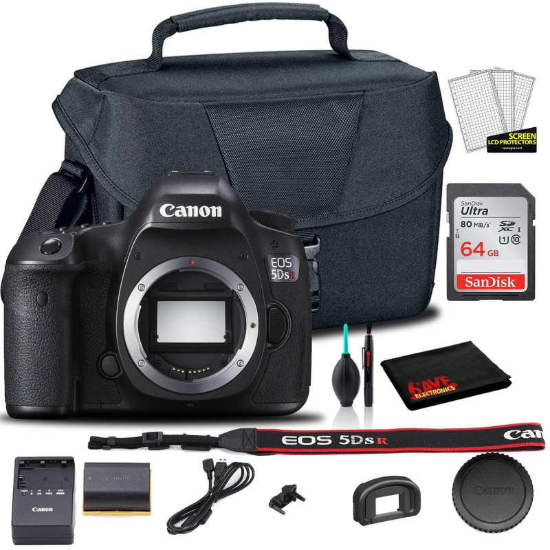 Canon EOS 5DS R DSLR Camera (Body Only) (0582C002) +  EOS Bag +  Sandisk Ultra 64GB Card + Cleaning Set And More (International Model)