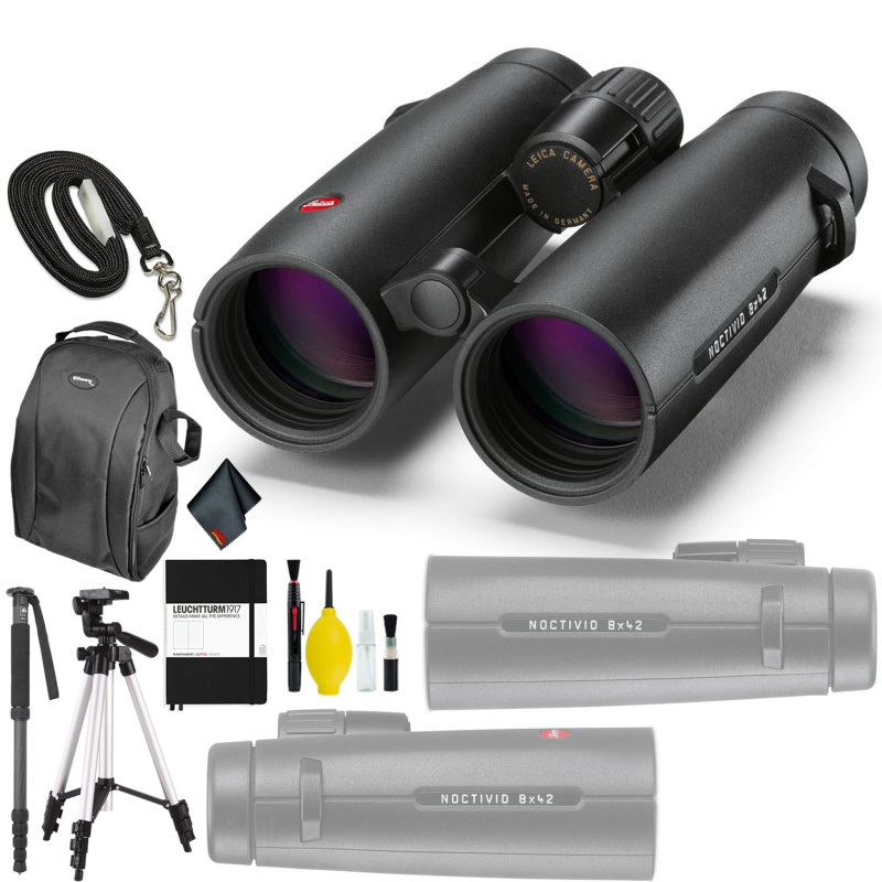 Leica 8x42 Noctivid Binocular - Leuchtturm NoteBook - Mono + Tripod - BackPack Base Bundle