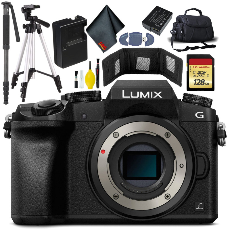 Panasonic Lumix DMC-G7 Camera-KitBox-NoLens - Battery(2) - Charge - 128GB - Tri+Monopod