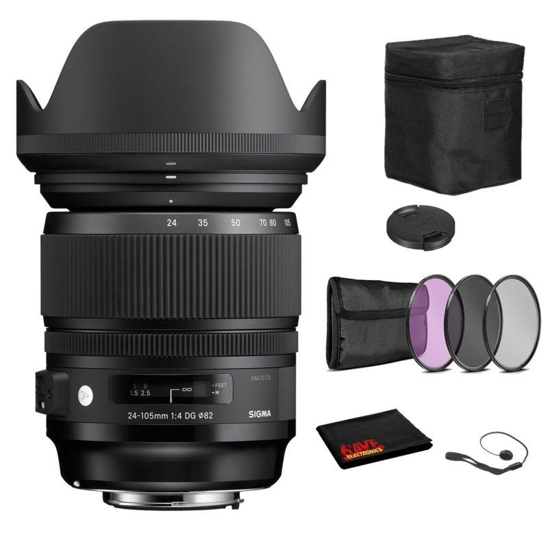 Sigma 24-105mm f/4 DG OS HSM Art Lens for Nikon F with Bundle: 3pc Filter Kit + More