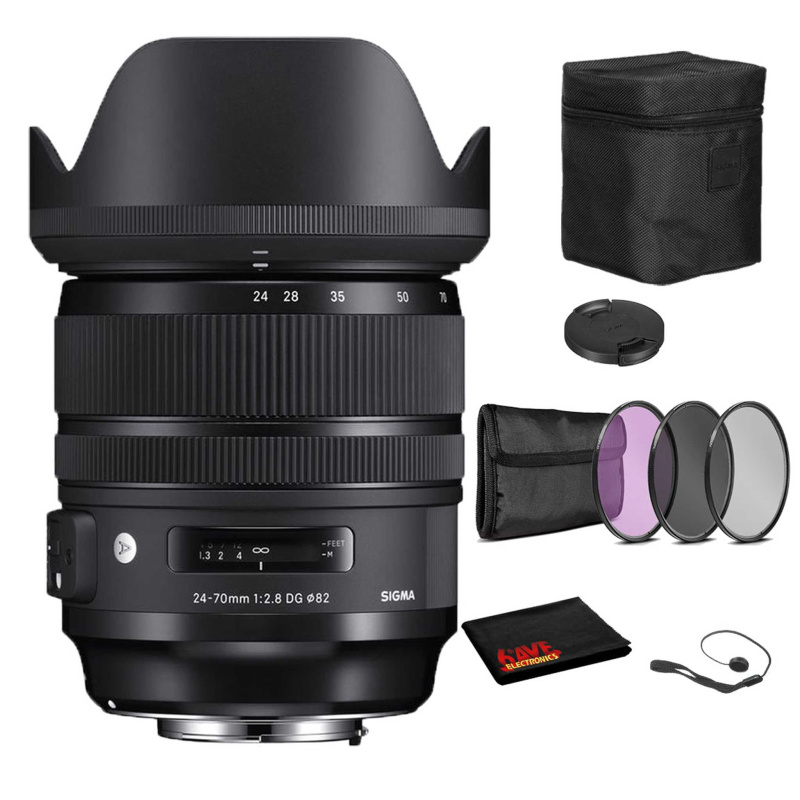 Sigma 24-70mm f/2.8 DG OS HSM Art Lens for Nikon F with Bundle: 3pc Filter Kit + More