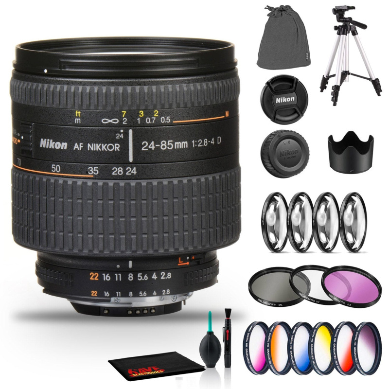 Nikon AF Zoom-NIKKOR 24-85mm f/2.8-4D IF Lens Includes Filter Kits and Tripod (Intl Model)