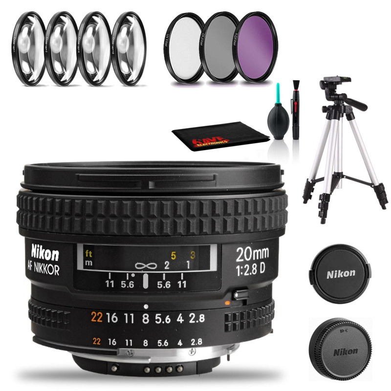 Nikon AF NIKKOR 20mm f/2.8D Lens Includes Filter Kits and Tripod (Intl Model)