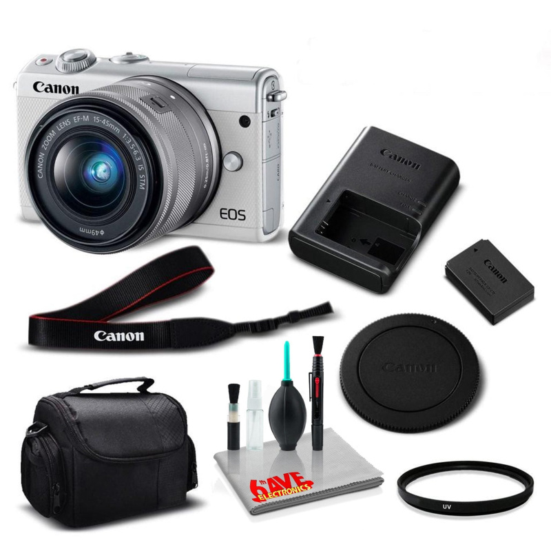 Canon M100 Camera 15-45 Lens (Kit Box)- Kit with UV Filter- International Model