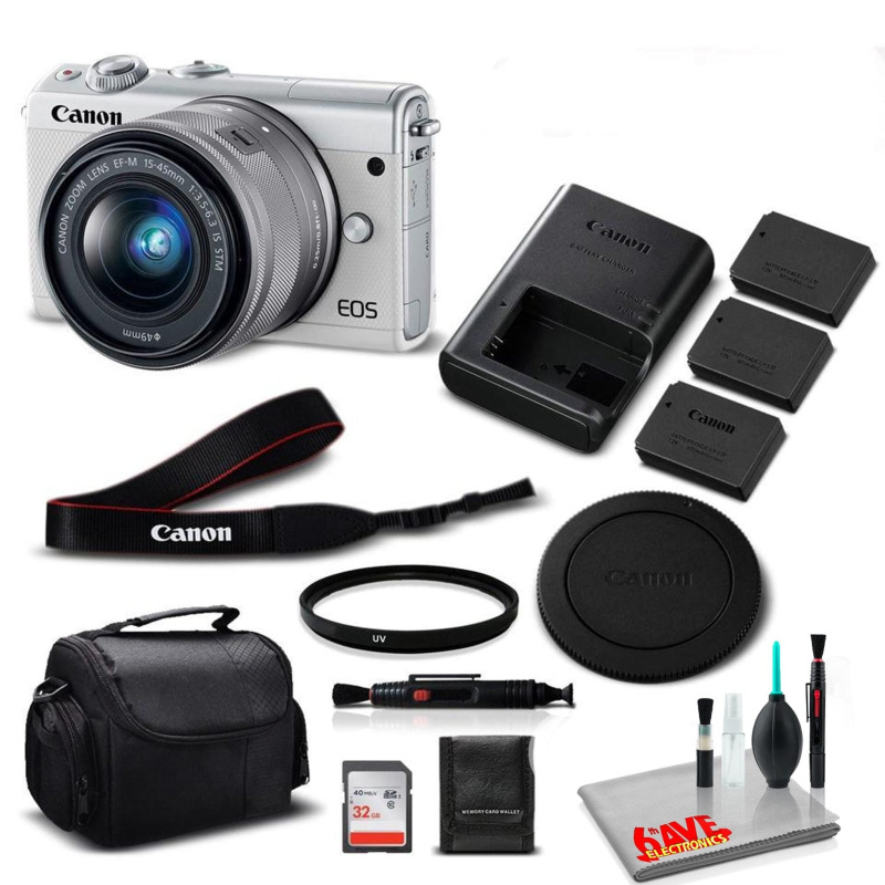 Canon M100 Camera 15-45 Lens (Kit Box)- Kit with 32GB- International Model