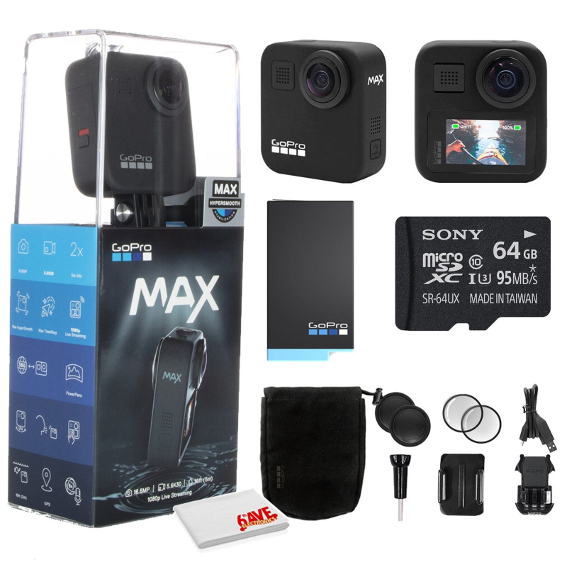 Go Pro MAX 360 Waterproof Action Camera - With Cleaning Set + 64GB Memory Card and More.